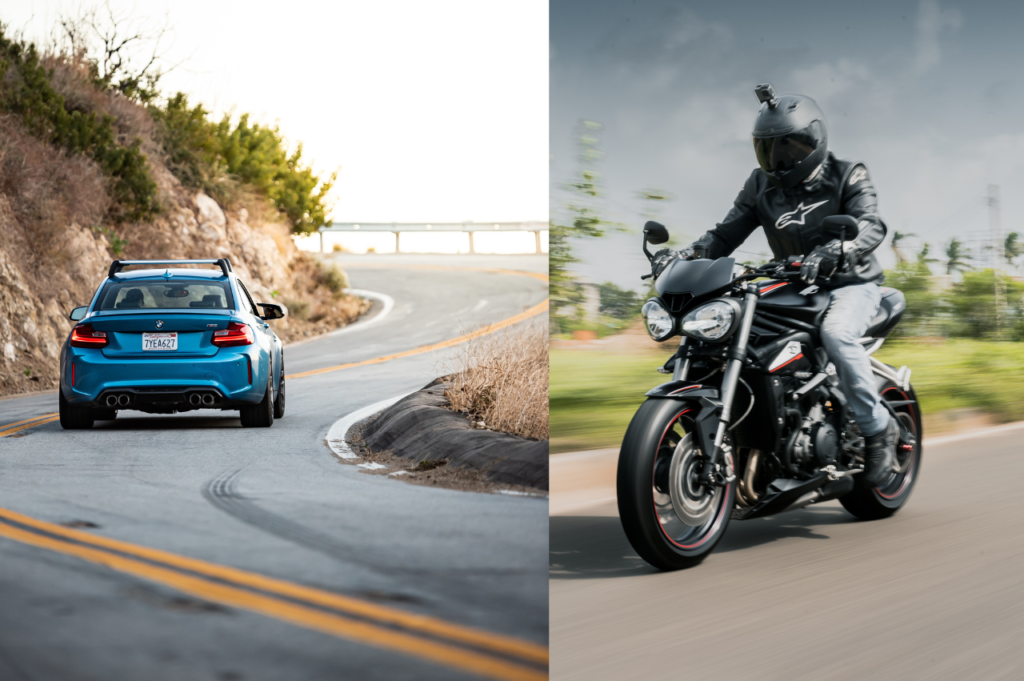 Sammenligning av bremselengde motorsykkel vs bil